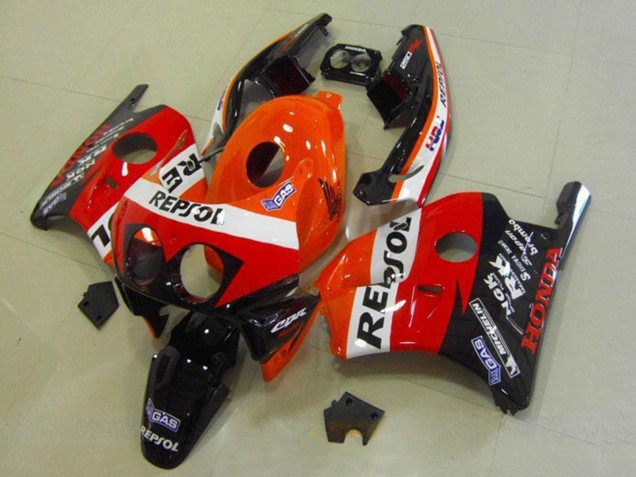 1990-1998 Honda CBR250RR MC22 Motorcycle Fairings - Orange White Red Glossy Black HRC Repsol Canada
