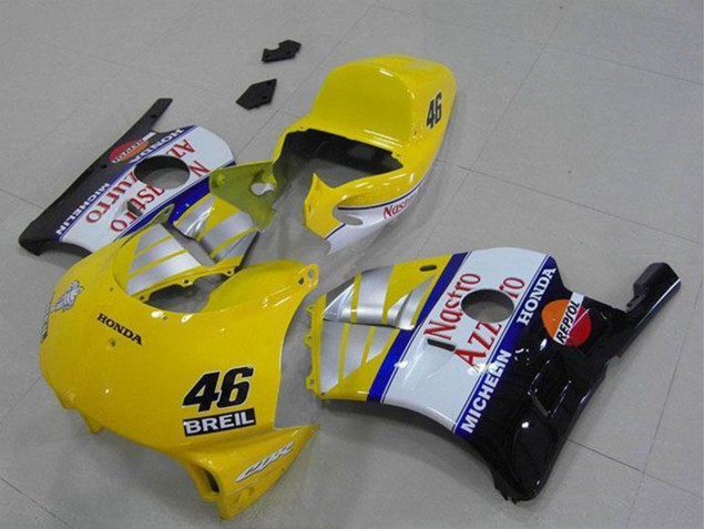 1990-1998 Honda CBR250RR MC22 Motorcycle Fairings - Yellow Silver White Red Nastro Azzurro Breil 46 Canada