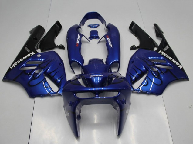 1994-1997 Kawasaki ZX9R Motorcycle Fairings - Blue Black Flame Canada