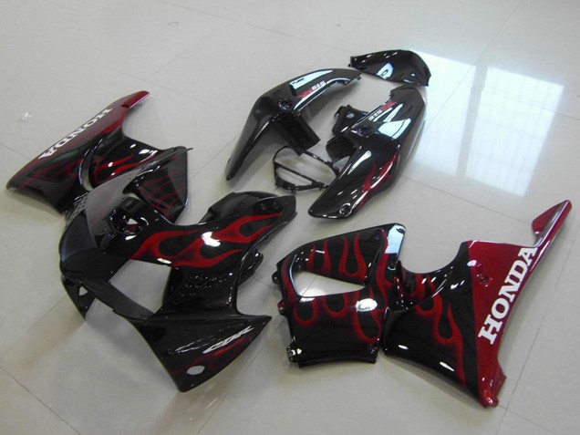 1998-1999 Honda CBR900RR 919 Motorcycle Fairings - Glossy Black Red Flame Canada