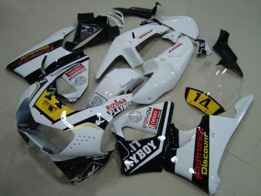 1998-1999 Honda CBR900RR 919 Motorcycle Fairings - White Yellow Glossy Black Playboy 14 Canada