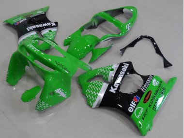 1998-1999 Kawasaki ZX6R Motorcycle Fairings - Green White Silver Glossy Black Canada