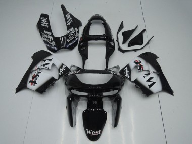 1998-1999 Kawasaki ZX9R Motorcycle Fairings - Glossy Black White West Canada