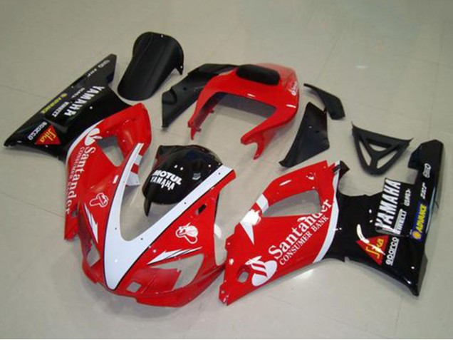 1998-1999 Yamaha YZF R1 Motorcycle Fairings - Red White Glossy Black Motul Santander Canada