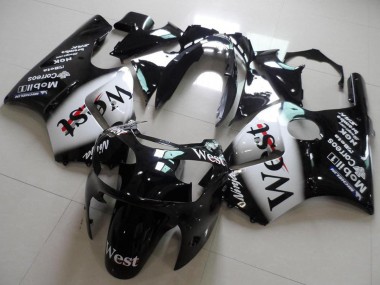 2000-2001 Kawasaki ZX12R Motorcycle Fairings - Glossy Black White West Canada