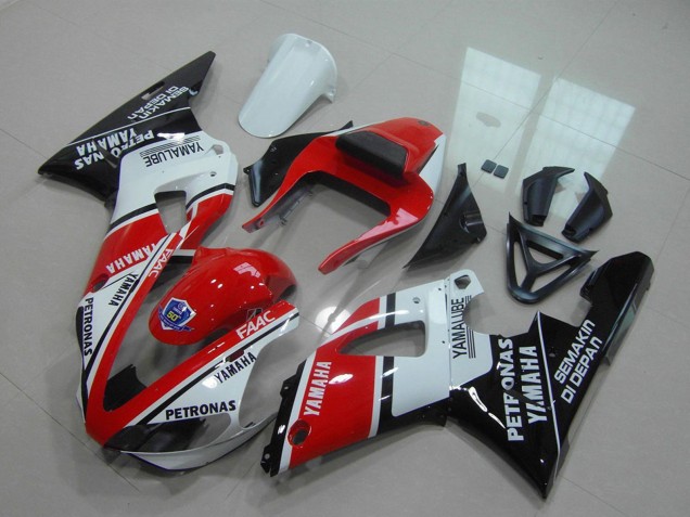 2000-2001 Yamaha YZF R1 Motorcycle Fairings - Red White Glossy Black Petronas Yamalube Canada