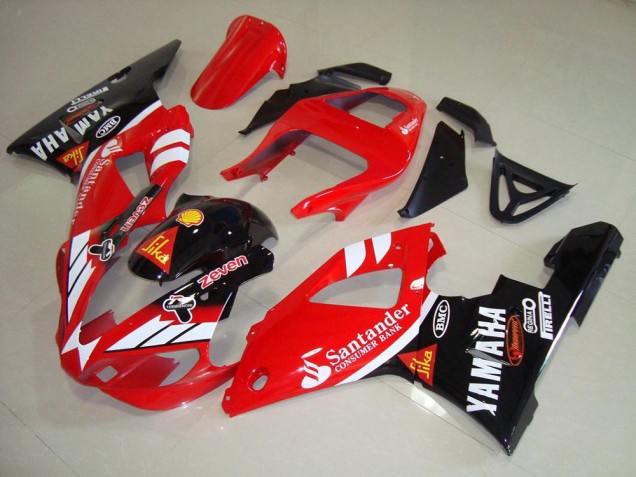 2000-2001 Yamaha YZF R1 Motorcycle Fairings - Red White Glossy Black Santander Canada