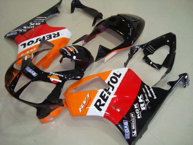 2000-2006 Honda VTR1000 Motorcycle Fairings - Orange White Red Glossy Black Repsol Canada