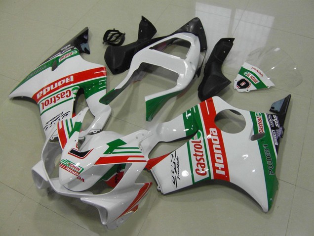 2001-2003 Honda CBR600 F4i Motorcycle Fairings - White Red Green Castrol Canada