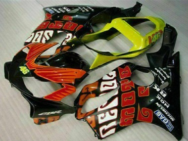 2001-2003 Honda CBR600 F4i Motorcycle Fairings - Yellow Orange Glossy Black Rossi 46 Canada