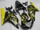 2001-2003 Suzuki GSXR 600/750 Motorcycle Fairings - Glossy Black Yellow Flame Canada