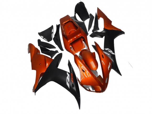 2002-2003 Yamaha YZF R1 Motorcycle Fairings - Orange Matte Black Canada