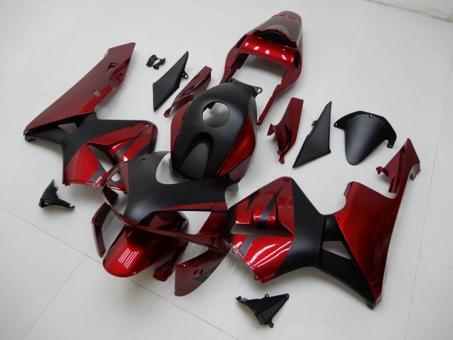 2003-2004 Honda CBR600RR Motorcycle Fairings - Red Matte Black Stripe Canada