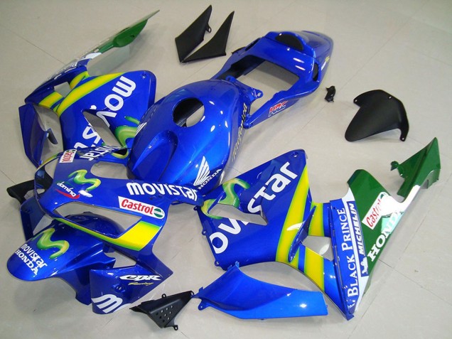 2003-2004 Honda CBR600RR Motorcycle Fairing - Blue Yellow Green MoviStar Canada