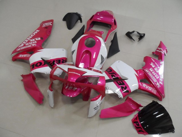 2003-2004 Honda CBR600RR Motorcycle Fairings - White Pink Black Repsol Canada