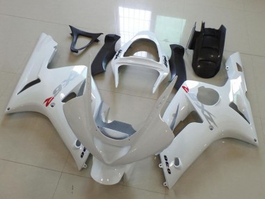 2003-2004 Kawasaki ZX6R Motorcycle Fairings - White with Silver Decals Canada