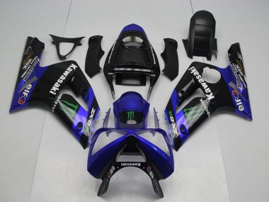 2003-2004 Kawasaki ZX6R Motorcycle Fairings - Glossy Black Blue Green Monster Canada
