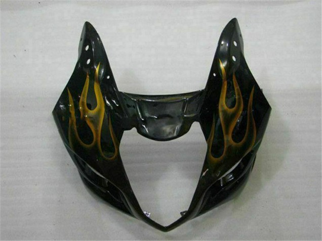 2003-2004 Suzuki GSXR 1000 Motorcycle Fairings - Glossy Black Gold Flame Canada