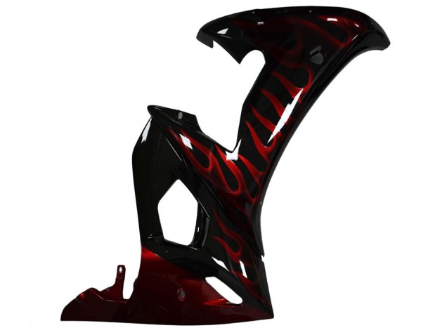 2003-2004 Yamaha YZF R6 Motorcycle Fairing - Glossy Black Red Flame Canada