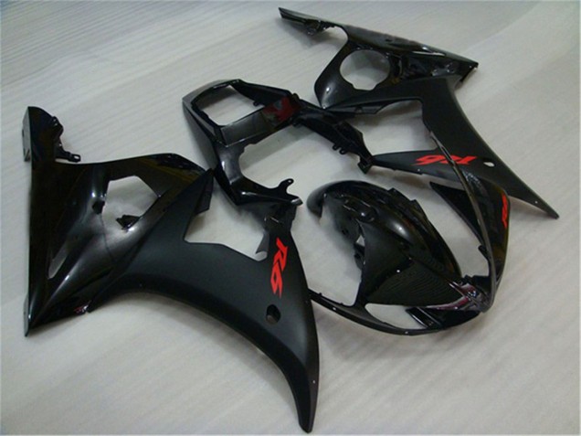 2003-2004 Yamaha YZF R6 Motorcycle Fairings - Glossy Black Matte Black Red Decals Canada