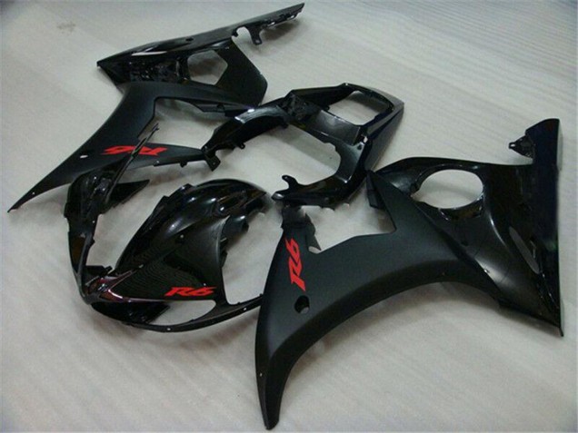 2003-2004 Yamaha YZF R6 Motorcycle Fairings - Glossy Black Matte Black Red Decals Canada