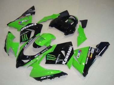 2004-2005 Kawasaki ZX10R Motorcycle Fairings - Green Black Monster Elf Canada