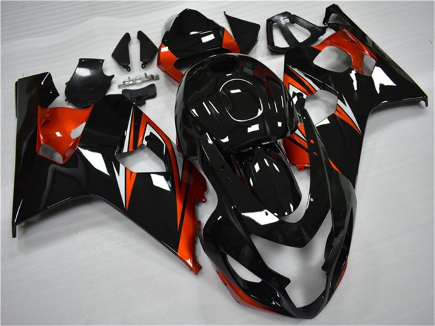 2004-2005 Suzuki GSXR 600/750 Motorcycle Fairings - Glossy Black Red Stripe Canada