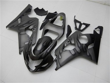 2004-2005 Suzuki GSXR 600/750 Motorcycle Fairings - Grey Black Flame Canada