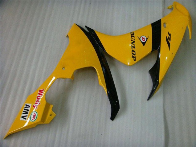 2004-2006 Yamaha YZF R1 Motorcycle Fairings - Yellow Glossy Black Dunlop 50 Canada