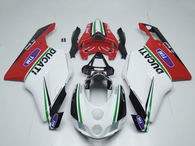 2005-2006 Ducati 749 999 Motorcycle Fairings - White Red Green Glossy Black Enel Generali Tim Canada