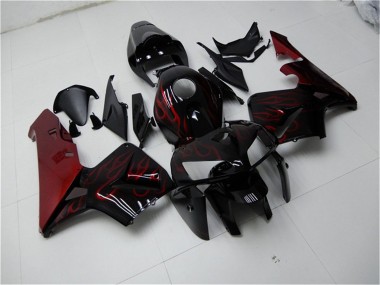 2005-2006 Honda CBR600RR Motorcycle Fairing Kits - Glossy Black Red Flame Canada