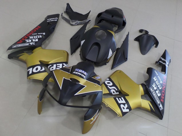 2005-2006 Honda CBR600RR Motorcycle Fairings - Matte Black Gold Repsol Canada