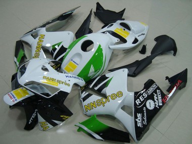 2005-2006 Honda CBR600RR Motorcycle Fairings - White Green Yellow Glossy Black Hannspree Canada