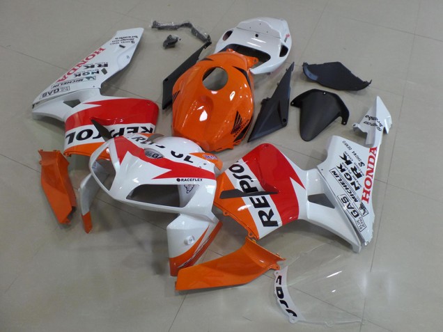 2005-2006 Honda CBR600RR Motorcycle Fairings Kit - Orange White Red Glossy Black Repsol Canada