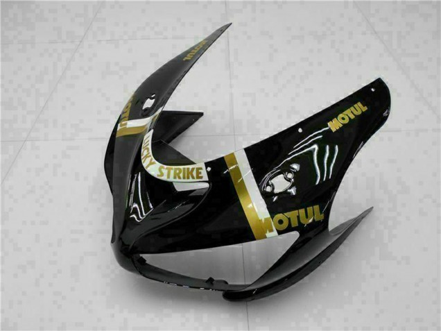 2005-2006 Kawasaki ZX6R Motorcycle Fairings - Glossy Black White Gold Lucky Strike Canada
