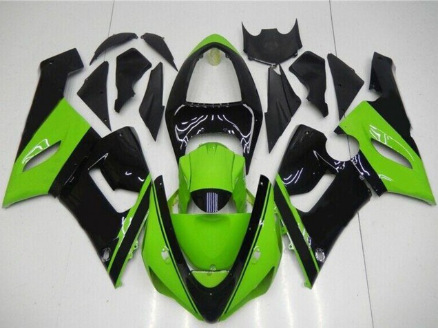 2005-2006 Kawasaki ZX6R Motorcycle Fairing - Green Glossy Black Canada