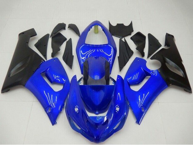 2005-2006 Kawasaki ZX6R Motorcycle Fairings - Blue Matte Black Canada
