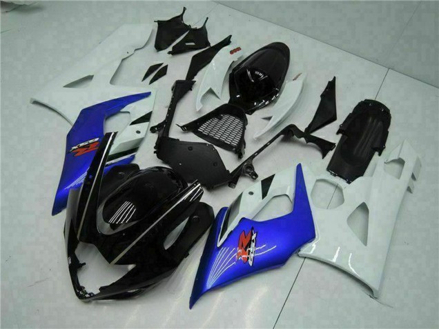 2005-2006 Suzuki GSXR 1000 Motorcycle Fairing - White Blue Glossy Black Canada
