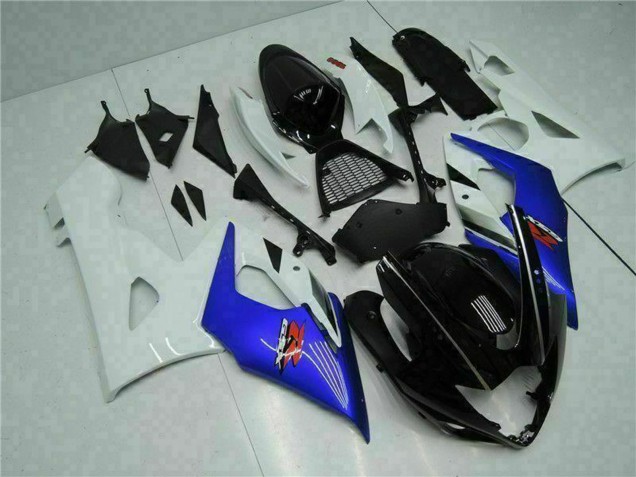 2005-2006 Suzuki GSXR 1000 Motorcycle Fairing - White Blue Glossy Black Canada