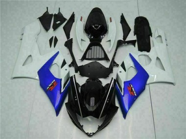 2005-2006 Suzuki GSXR 1000 Motorcycle Fairing - White Blue Glossy Black Canada