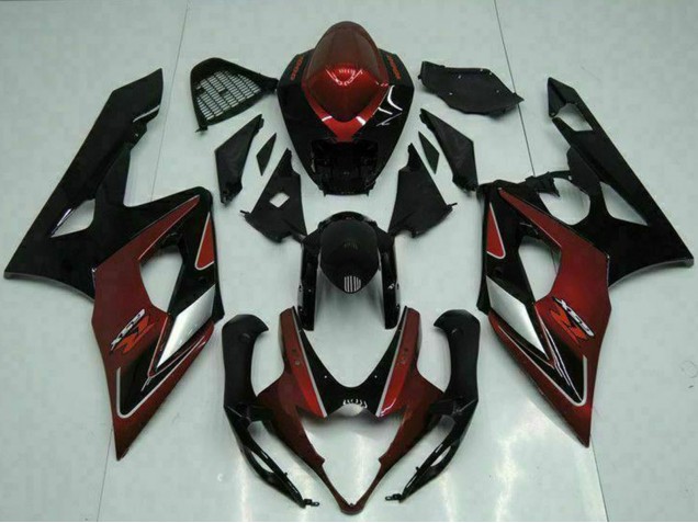2005-2006 Suzuki GSXR 1000 Motorcycle Fairings - Red Silver Glossy Black Canada