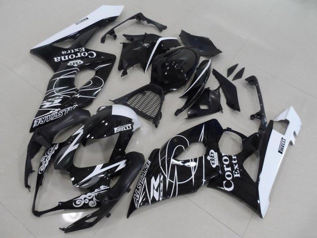 2005-2006 Suzuki GSXR 1000 Motorcycle Fairings - Glossy Black White Corona Canada