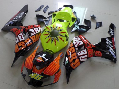 2006-2007 Honda CBR1000RR Motorcycle Fairing - Green Orange Glossy Black Rossi 46 Canada