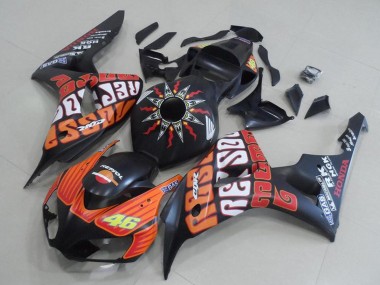 2006-2007 Honda CBR1000RR Motorcycle Fairings - Matte Black Orange Rossi 46 Canada