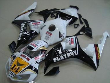 2006-2007 Honda CBR1000RR Motorcycle Fairings - White Yellow Glossy Black Denso Playboy 14 Canada