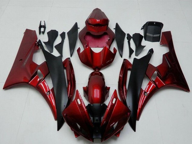 2006-2007 Yamaha YZF R6 Motorcycle Fairing Kits - Red Matte Black Canada