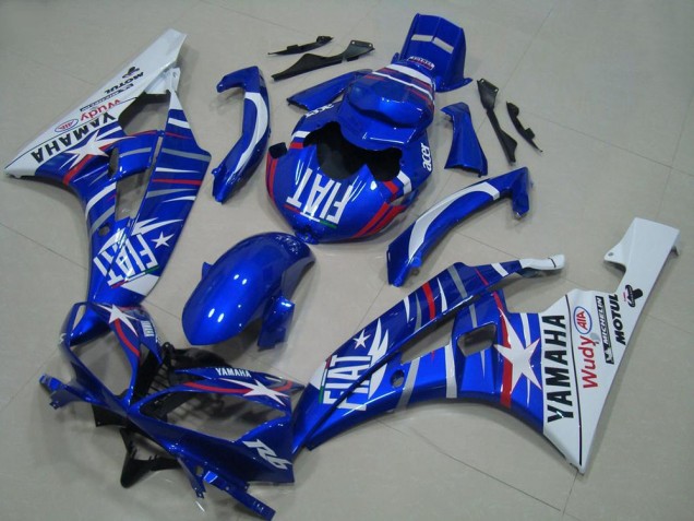 2006-2007 Yamaha YZF R6 Motorcycle Fairings - White Blue Fiat Motul Michelin Canada