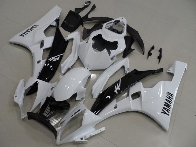 2006-2007 Yamaha YZF R6 Motorcycle Fairings - White Glossy Black Canada