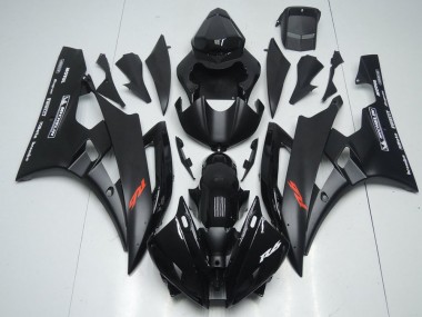 2006-2007 Yamaha YZF R6 Motorcycle Fairings - Glossy Black Matte Black Red Motul Michelin Canada