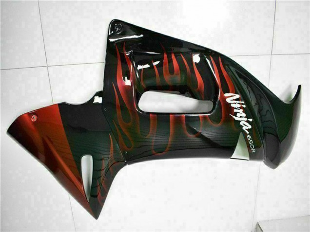 2006-2008 Kawasaki EX650 Motorcycle Fairings - Glossy Black Red Flame Canada